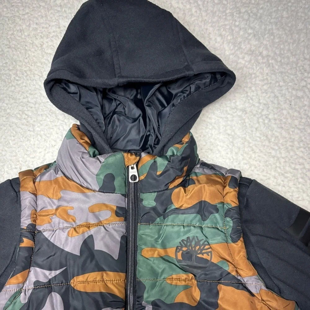 Timberland Kids Camo Quilted Puffer Hybrid Jacket
